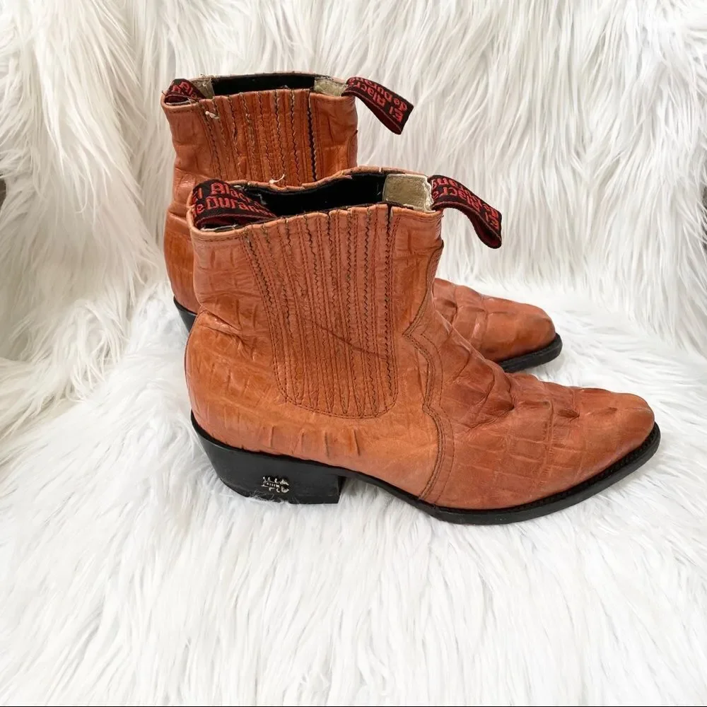 El Alacran De Durango western croco ankle boots 8